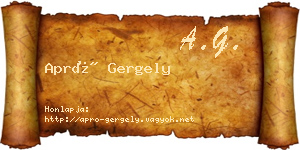 Apró Gergely névjegykártya